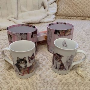 Vintage Cat lovers mug gift box x2
